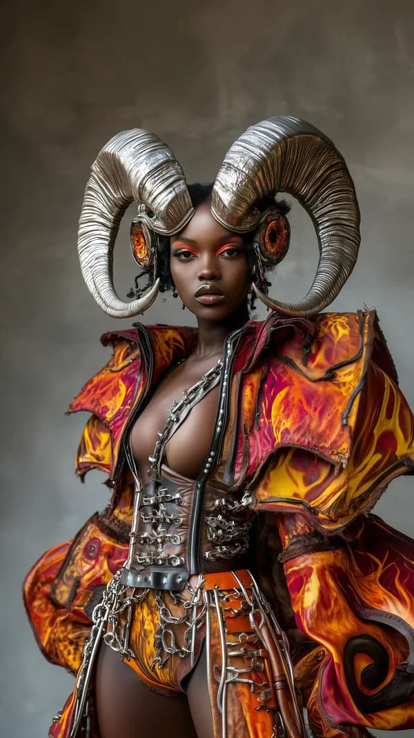 Fiery Fantasy Warrior: Horned Headpiece & Metallic Armor - HD Wallpaper, 4k Background Image