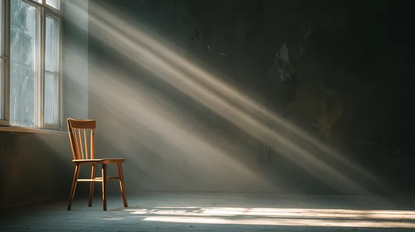 Sunlit Minimalist Room with Wooden Chair Tranquil Light Rays Wallpaper - HD Wallpaper, 4k Background Image