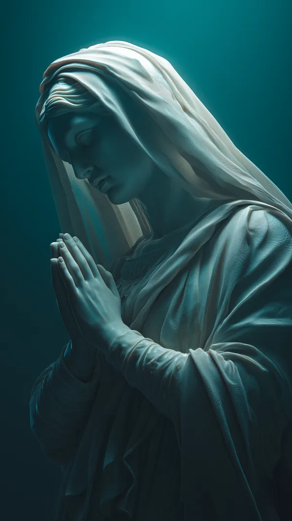 Praying Statue in Flowing Fabric — Serene Blue Wallpaper - HD Wallpaper, 4k Background Image