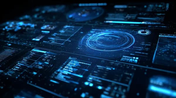 Futuristic Blue Digital Interface Wallpaper with Neon HUD Circuits - HD Wallpaper, 4k Background Image