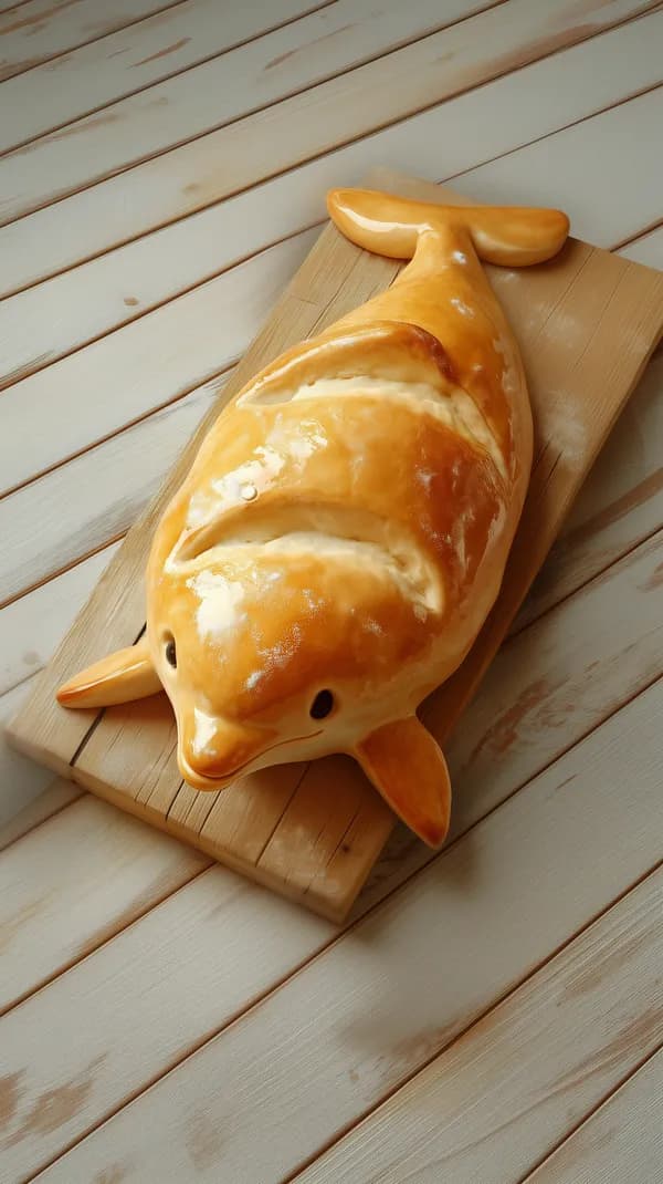 Golden Fish-Shaped Bread on Wooden Cutting Board: Wallpaper - HD Wallpaper, 4k Background Image
