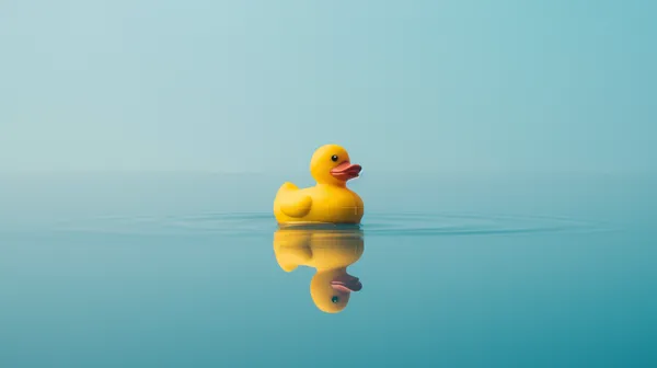 Tranquil Blue Seascape with Rubber Duck Reflection - HD Wallpaper, 4k Background Image