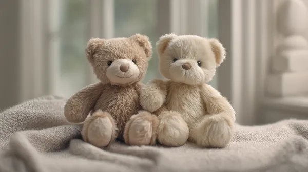 Cozy Plush Teddy Bears on Soft Blanket - Warm Nursery Wallpaper - HD Wallpaper, 4k Background Image