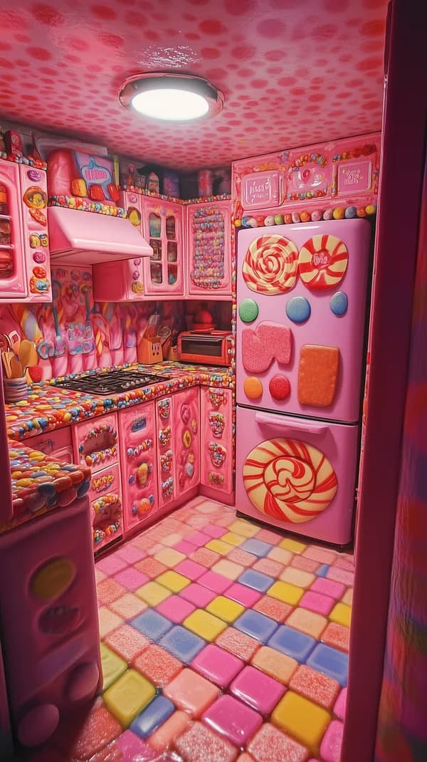 Candy Pink Play Kitchen Wallpaper for Kids Room Decor - HD Wallpaper, 4k Background Image