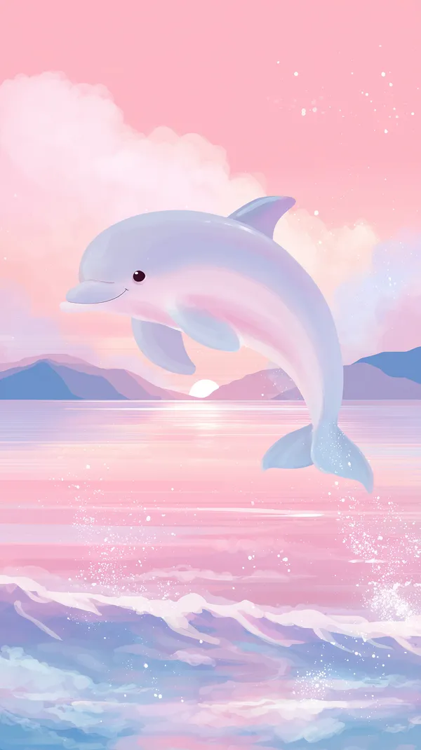 Pastel Dolphin Jump at Sunset Soft Pink Ocean Wallpaper - HD Wallpaper, 4k Background Image