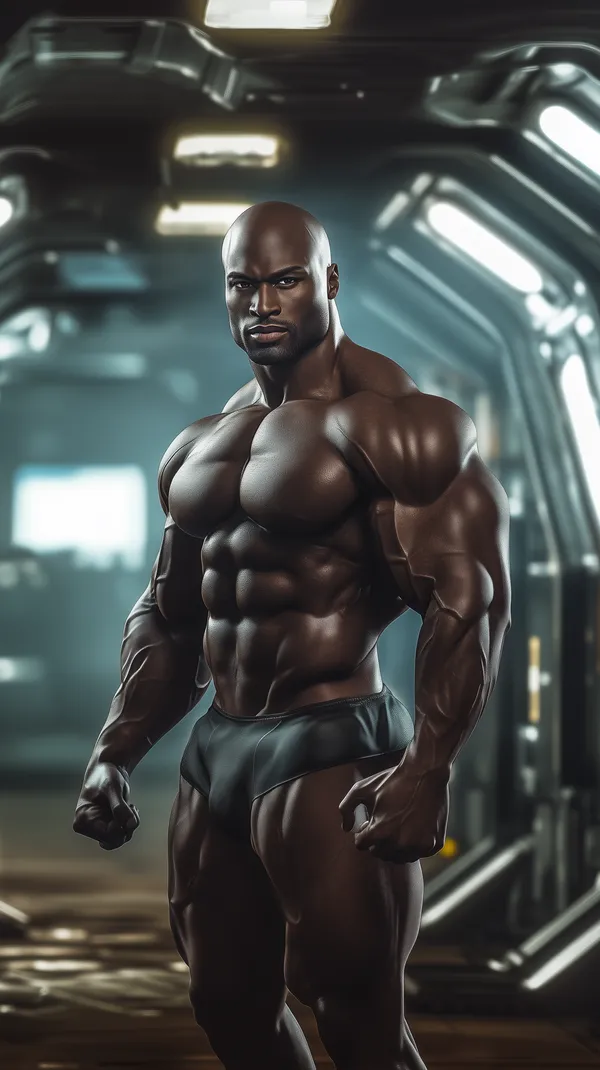 Epic muscular bodybuilder in neon-lit gym, dramatic physique - HD Wallpaper, 4k Background Image