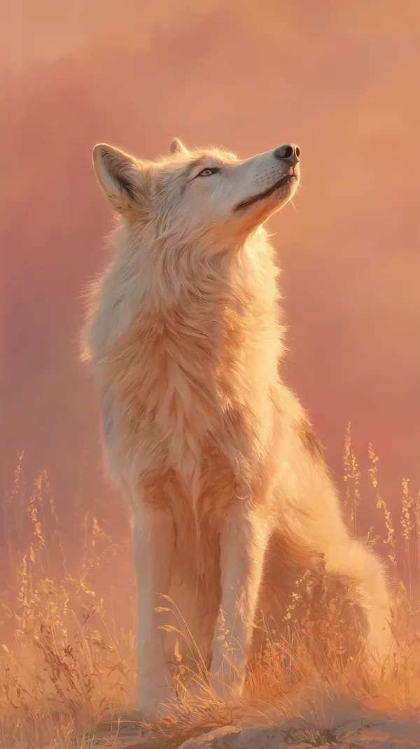 Golden Hour Wolf Portrait in a Warm Sunset Glow Field - HD Wallpaper, 4k Background Image