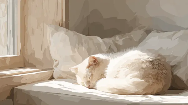 Serene Sleeping Cat by Sunlit Window - Cozy Home Wallpaper - HD Wallpaper, 4k Background Image