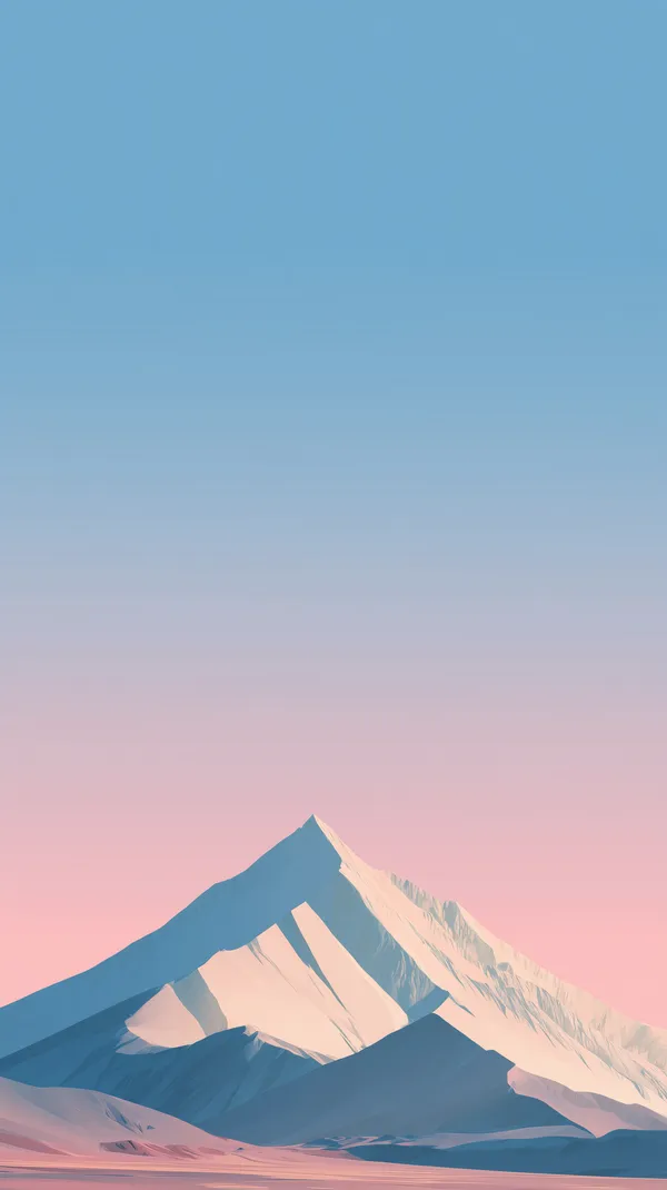 Pastel Sunrise Mountain Landscape – Minimal Snow Peak Artwork - HD Wallpaper, 4k Background Image