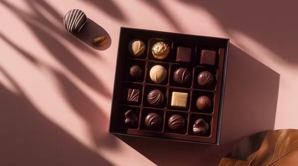 Luxurious chocolate assortment in an elegant pink setting - HD Wallpaper, 4k Background Image