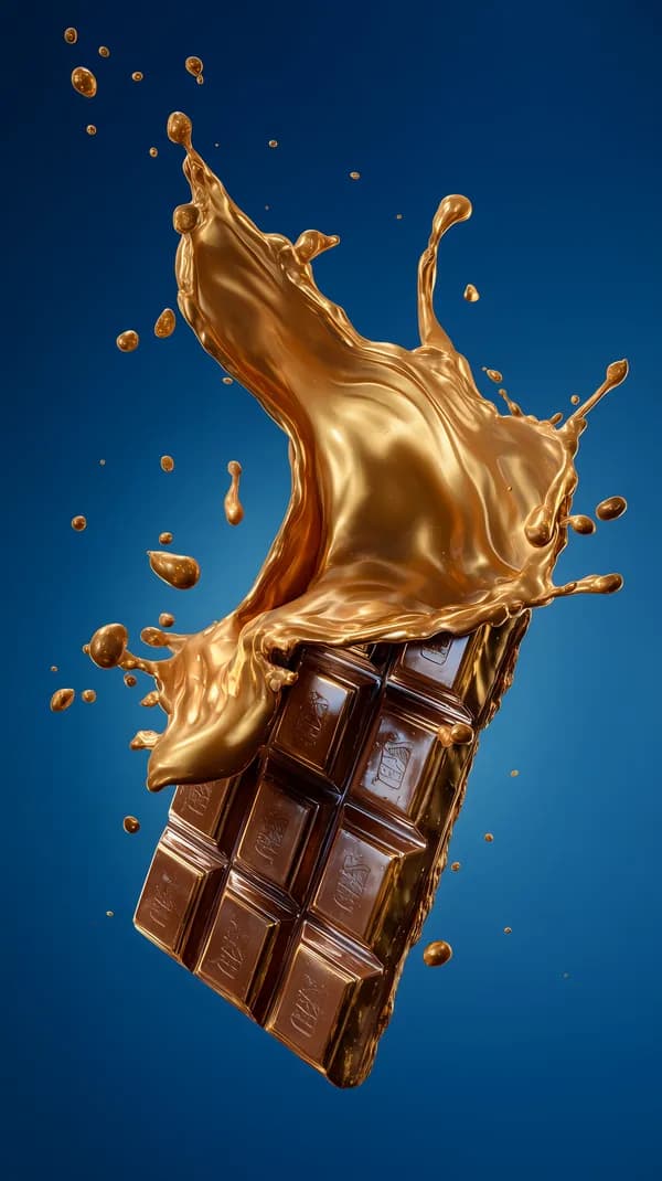 Golden Chocolate Splash: Chocolate Bar with Caramel Flow - HD Wallpaper, 4k Background Image