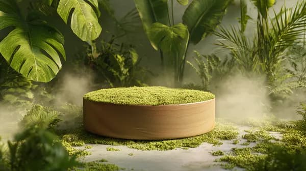 Mossy Pedestal Surrounded by Tropical Foliage and Mist - HD Wallpaper, 4k Background Image