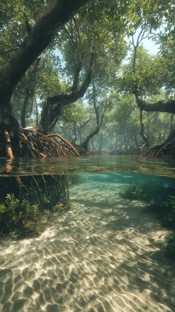 Tranquil Mangrove Forest Over Crystal Clear Tidal Water - HD Wallpaper, 4k Background Image