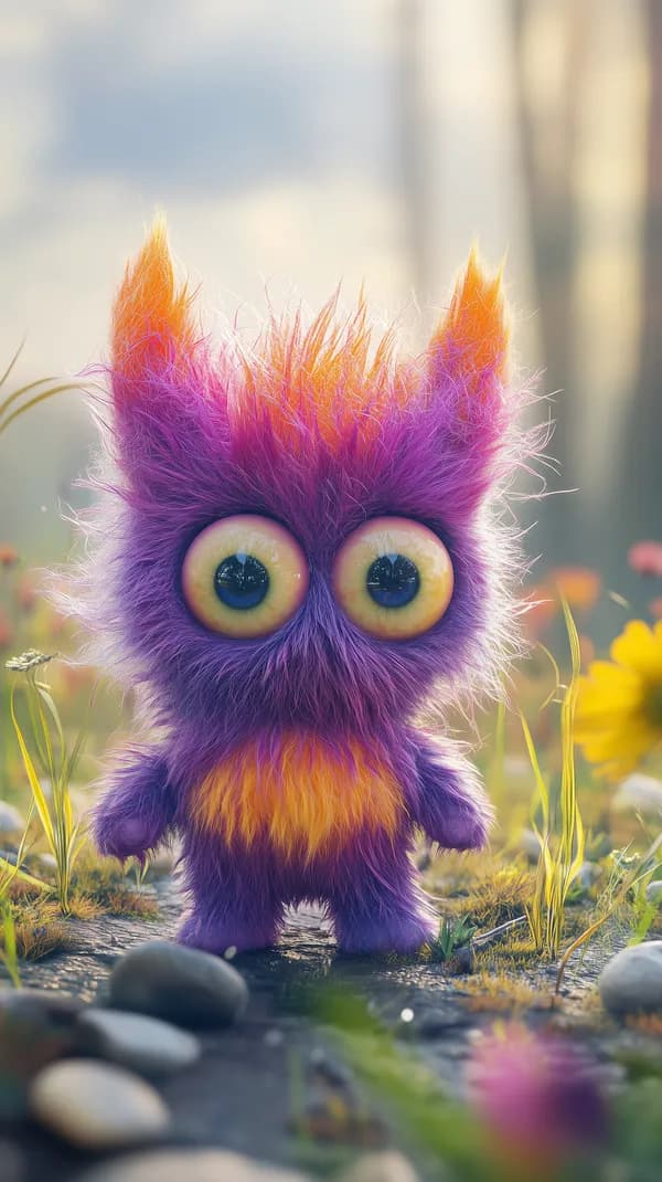 Bright Purple Plush Monster in Sunny Garden – Wallpaper - HD Wallpaper, 4k Background Image