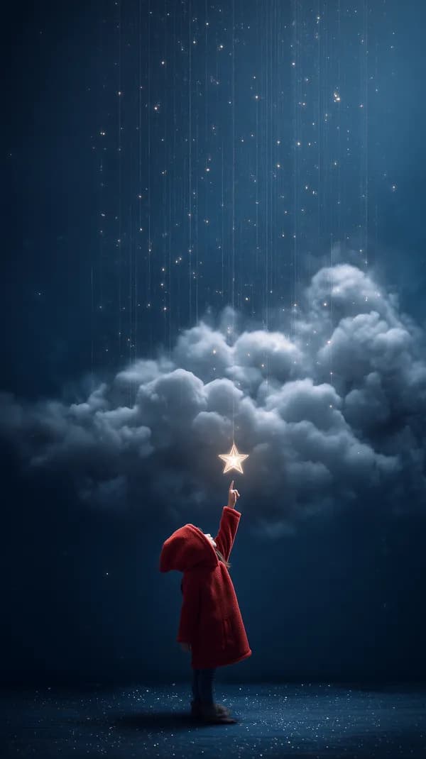 Dreamy Night Sky Wallpaper: Child Reaching for a Star - HD Wallpaper, 4k Background Image