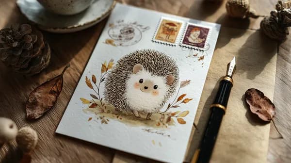 Adorable Hedgehog on Autumn Card – Watercolor Illustration wallpaper - HD Wallpaper, 4k Background Image