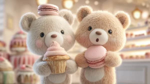 Pastel Teddy Bear Friends in a Cozy Bakery Wallpaper - HD Wallpaper, 4k Background Image