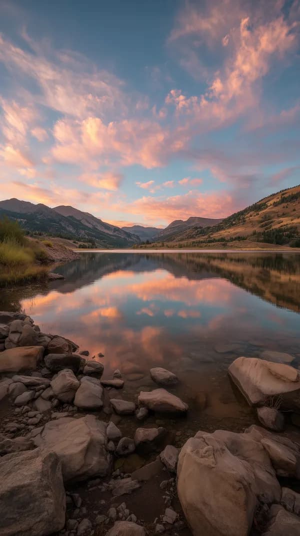 Serene Mountain Lake Sunset Reflection Wallpaper High-Res - HD Wallpaper, 4k Background Image
