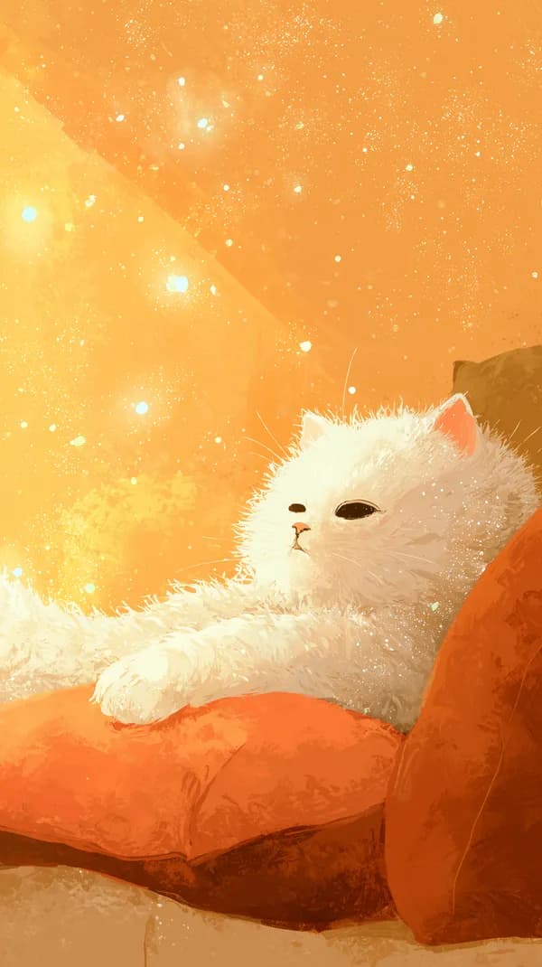 Cozy Solar Cat Nap in Warm Orange Light - Dreamy Wallpaper - HD Wallpaper, 4k Background Image