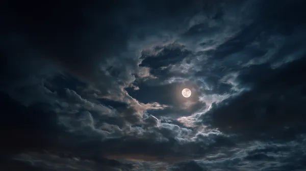 Moonlit Night Sky with Clouds: Moody Cinematic Wallpaper - HD Wallpaper, 4k Background Image