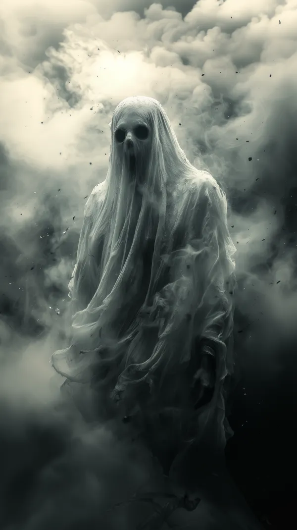 Spectral Ghost in Misty Shadows Ethereal Horror Wallpaper - HD Wallpaper, 4k Background Image