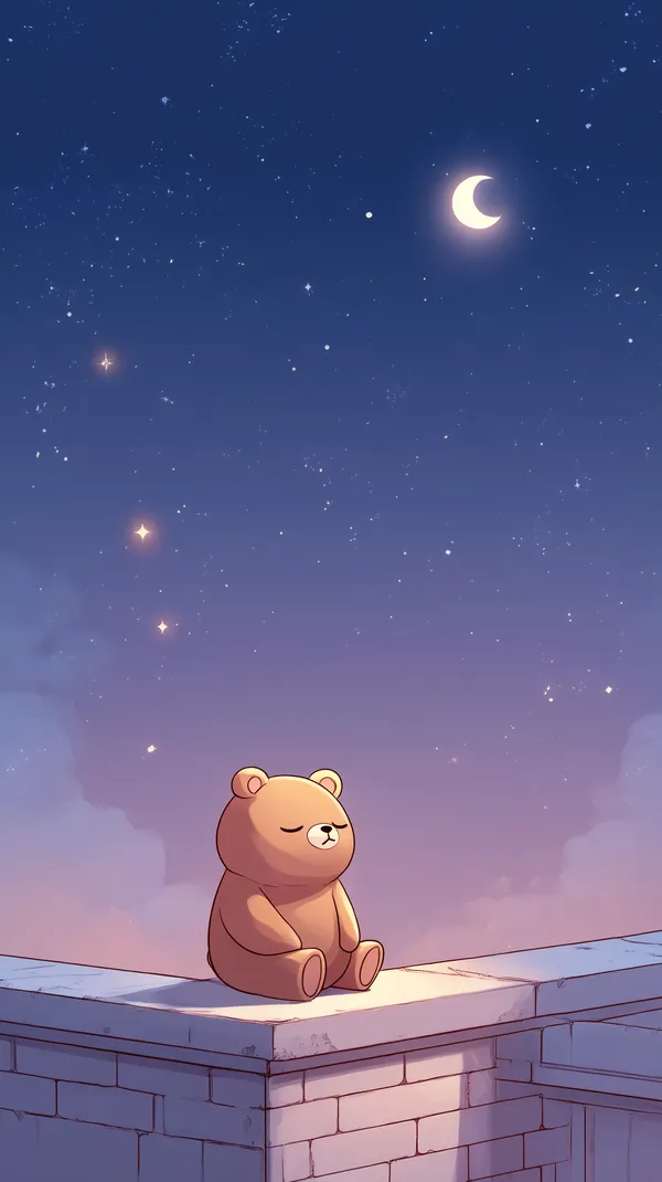 Moonlit Bear on a Starry Wall - Dreamy Night Sky Wallpaper - HD Wallpaper, 4k Background Image