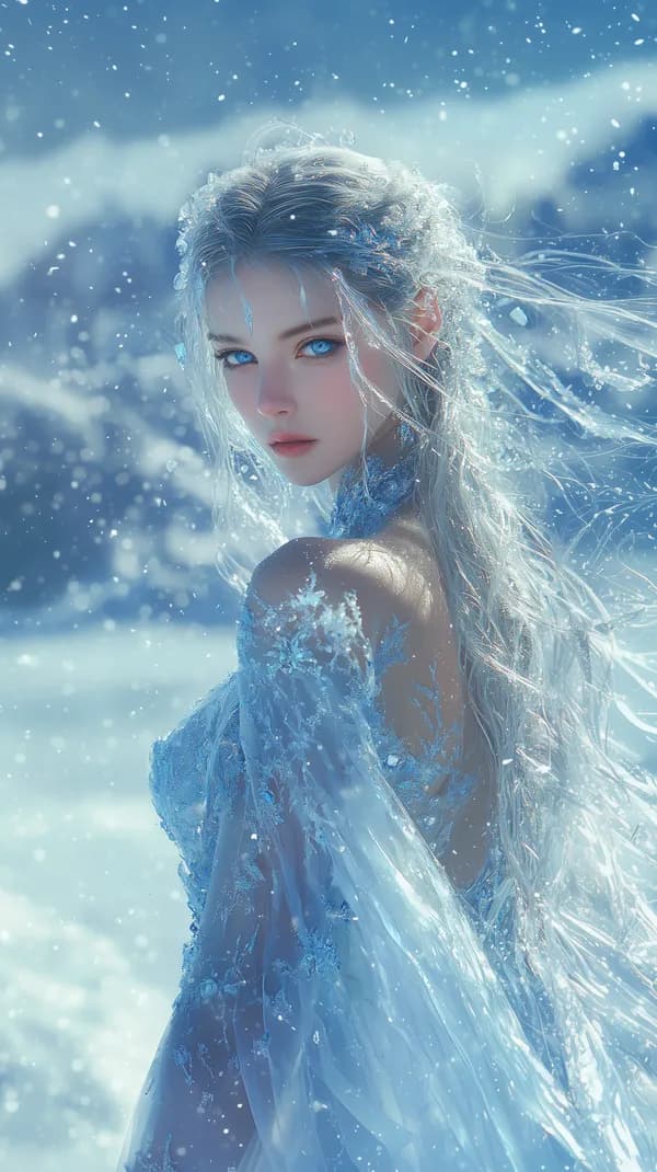 Winter Ice Goddess Portrait in Frosty Fantasy Wallpaper - HD Wallpaper, 4k Background Image