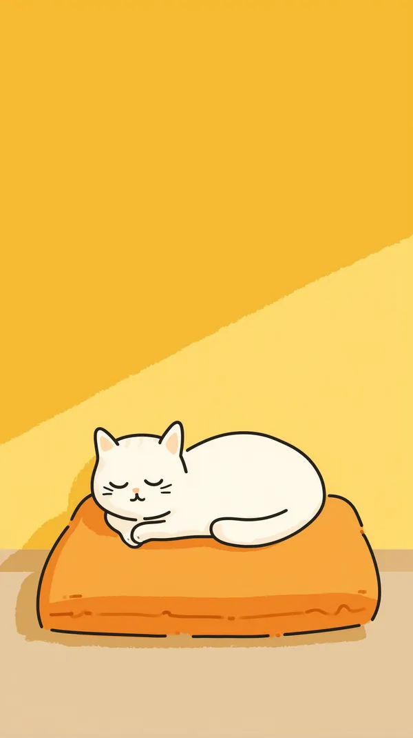 Cozy Cat Sleeping on Orange Pillow - Cute Wall Art Wallpaper - HD Wallpaper, 4k Background Image