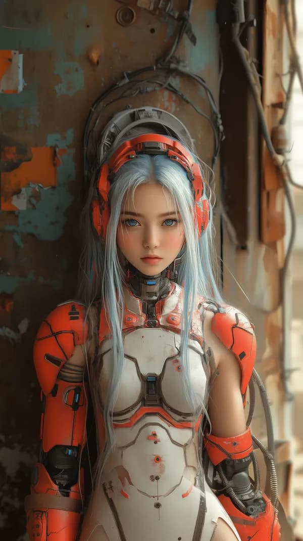 Epic Futuristic Cyborg Woman in Orange Armor Wallpaper - HD Wallpaper, 4k Background Image