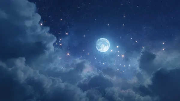 Dreamy Night Sky Wallpaper with Moon and Stars for Calm Desktops - HD Wallpaper, 4k Background Image