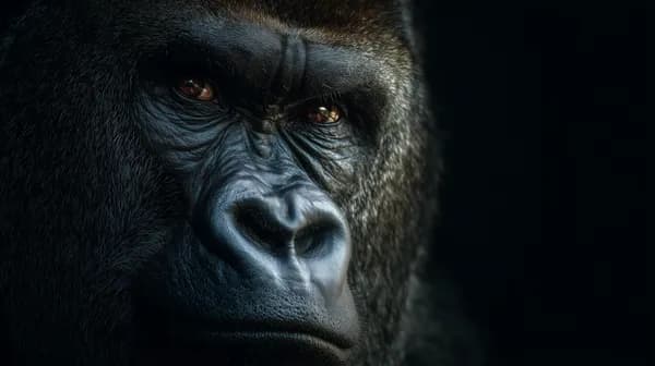 Close-Up Gorilla Portrait in Dark Shadow – Wildlife Wallpaper - HD Wallpaper, 4k Background Image