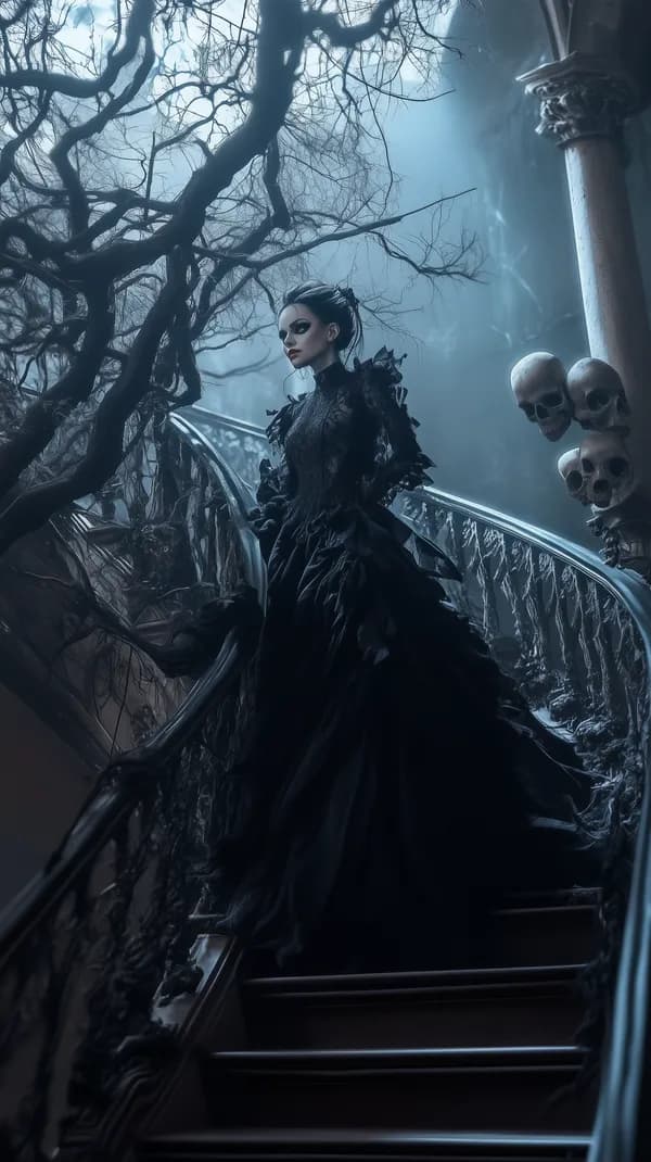 Gothic Night Stairway: Dark Fashion Fantasy Wallpaper - HD Wallpaper, 4k Background Image