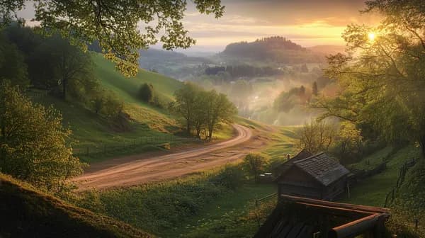 Golden Morning Valley: Tranquil Rural Landscape Wallpaper - HD Wallpaper, 4k Background Image