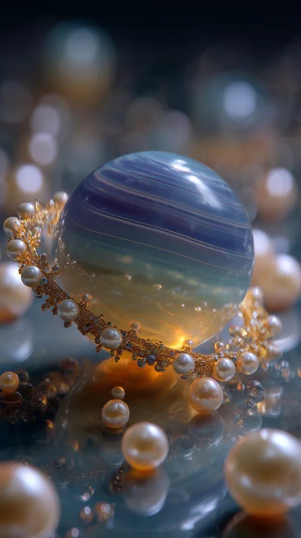 Abstract Glass Orb with Pearl Ring Under Warm Bokeh Glow - HD Wallpaper, 4k Background Image