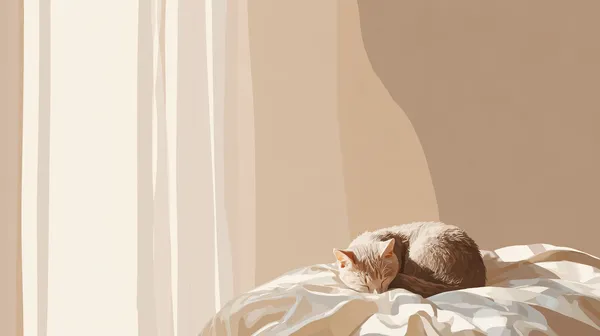 Cozy Beige Cat Napping by Window - Soft Light Wallpaper - HD Wallpaper, 4k Background Image