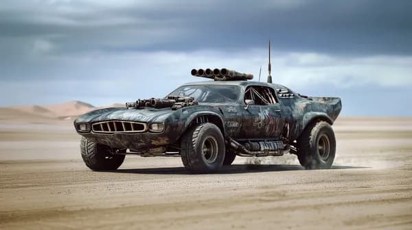 Desert Raider: Post-Apocalyptic Off-Road Muscle Car in Dunes - HD Wallpaper, 4k Background Image