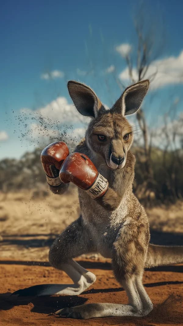 Dynamic Kangaroo Boxer in a Bright Sunny Desert Arena - HD Wallpaper, 4k Background Image