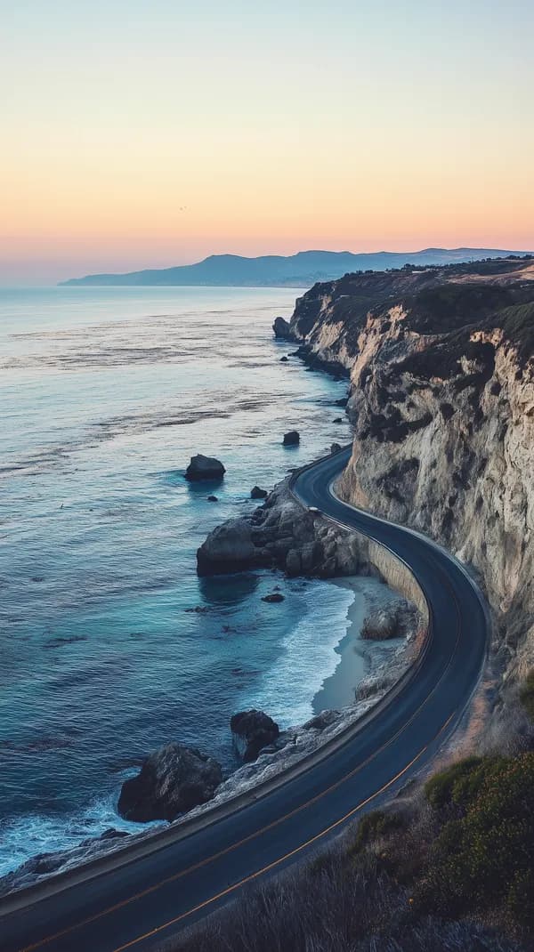 Coastal Cliff Drive at Sunset - Ocean Horizon Wallpaper - HD Wallpaper, 4k Background Image