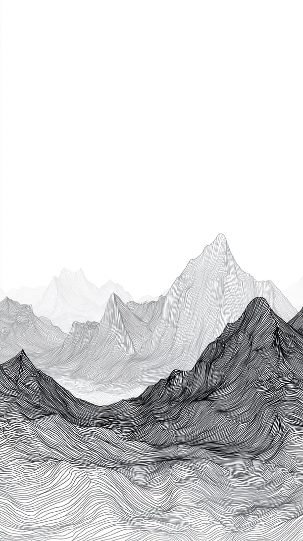 Monochrome Mountain Line Art Wallpaper Abstract Ridge Landscape - HD Wallpaper, 4k Background Image