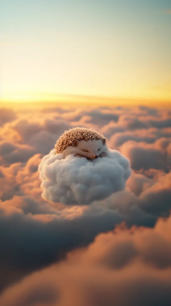Dreamy Hedgehog Sleeping on a Cloud at Sunset – Sky Wallpaper - HD Wallpaper, 4k Background Image