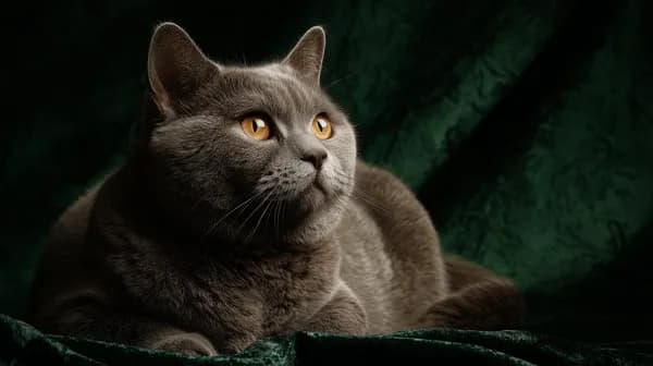 Silky Gray Cat on Velvet Backdrop Wallpaper with Amber Eyes - HD Wallpaper, 4k Background Image