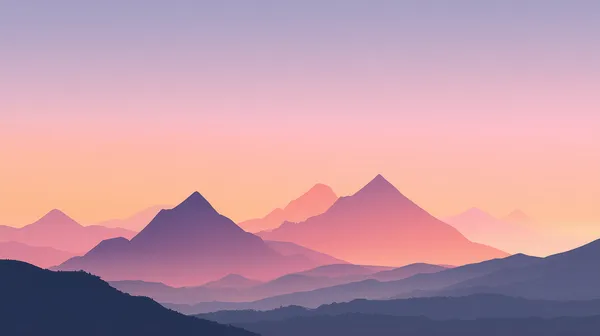 Pastel Mountain Sunset: Dreamy Layered Landscape Wallpaper - HD Wallpaper, 4k Background Image