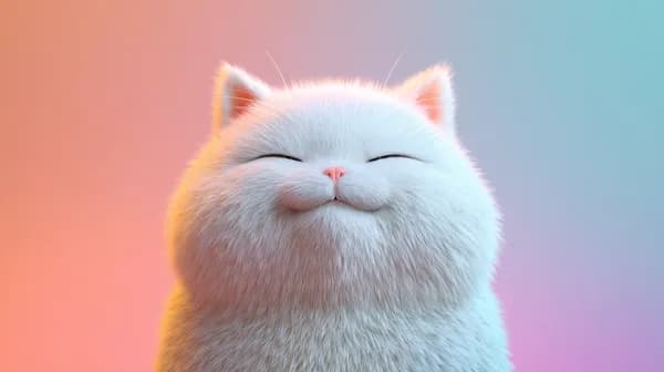 Soft White Cat in Pastel Glow - Cozy Cute Desktop Wallpaper - HD Wallpaper, 4k Background Image
