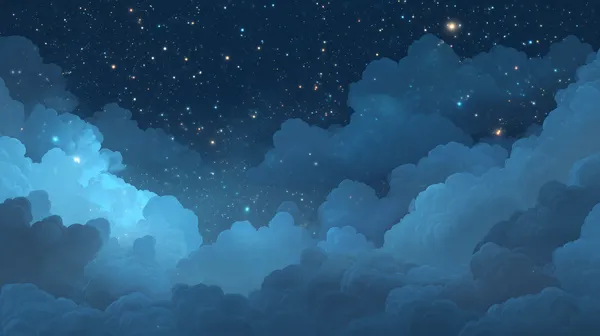 Dreamy Night Sky Over Blue Cloudscape – Starry Wallpaper - HD Wallpaper, 4k Background Image