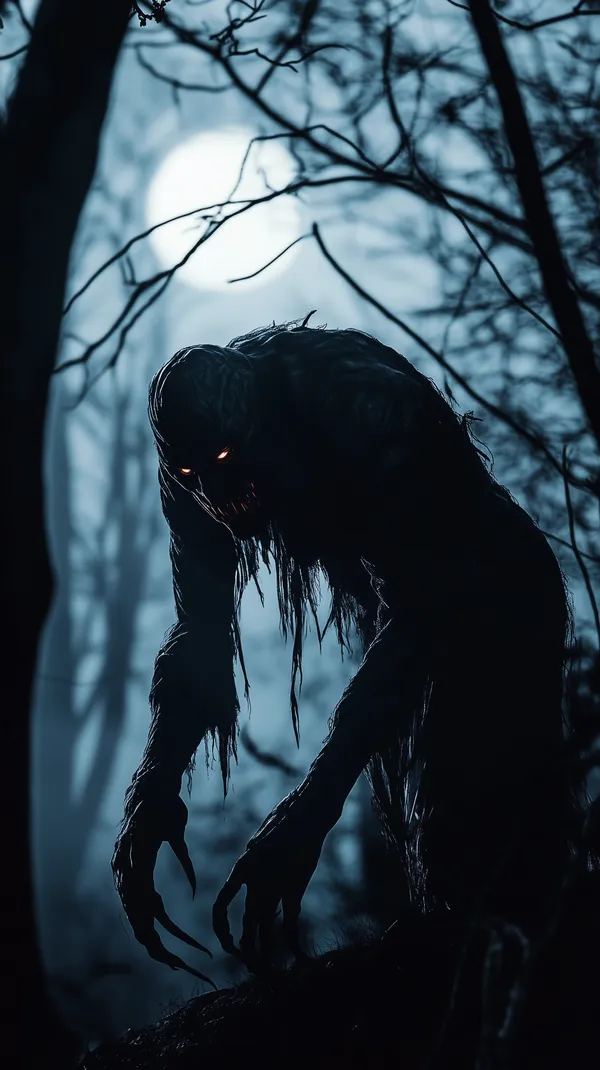 Moonlit Forest Creature in a Shadowy Night Landscape - HD Wallpaper, 4k Background Image