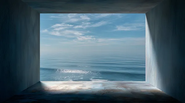 Tranquil Ocean View Through Concrete Window – Seascape Wallpaper - HD Wallpaper, 4k Background Image