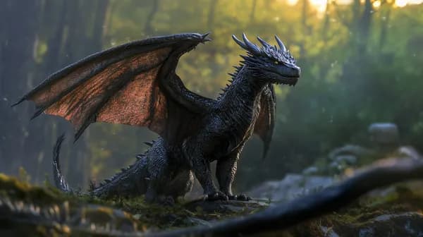 Dark Forest Dragon in Twilight Light - Fantasy Wallpaper - HD Wallpaper, 4k Background Image