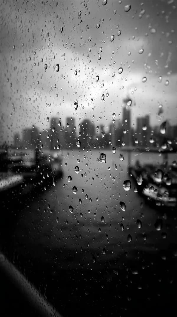 Monochrome Rainy Cityscape Through Rainy Glass Window - HD Wallpaper, 4k Background Image