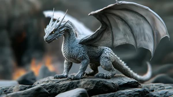 Majestic Blue Dragon Standing on a Rocky Cliff - Fantasy Wallpaper - HD Wallpaper, 4k Background Image