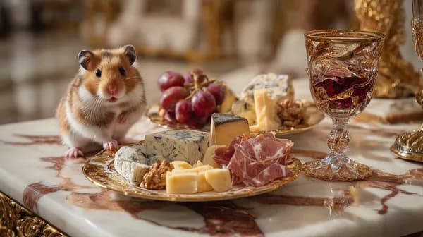 Charming Hamster by Gourmet Cheese Platter on Marble Table - HD Wallpaper, 4k Background Image